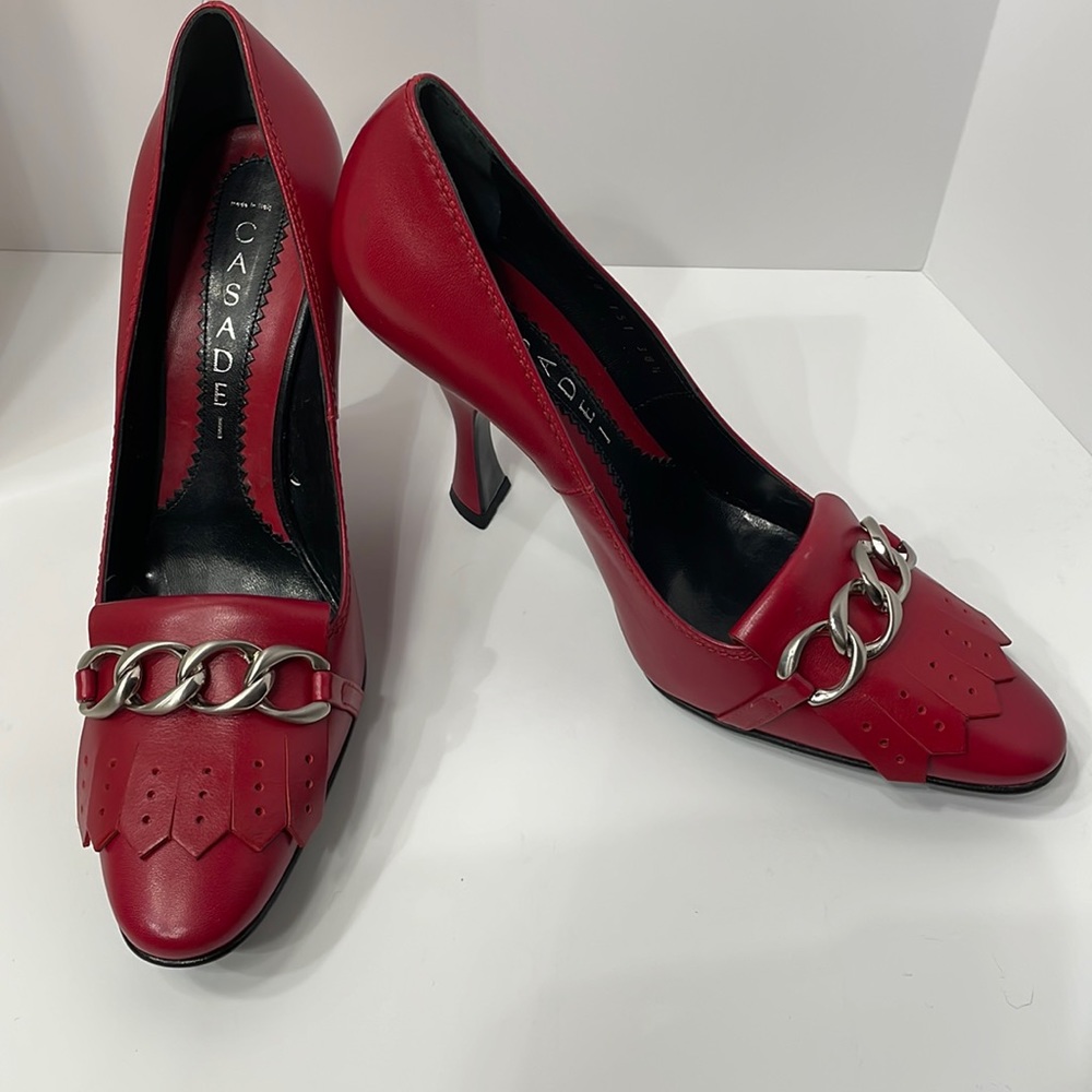 Cascadei Red Italian leather shoes, beautiful, never worn SZ 8.5